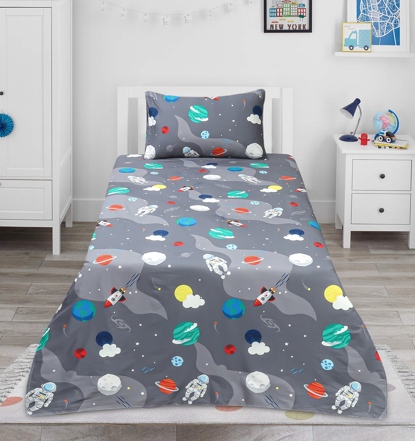 Astronaut Kids Cotton Bed Sheet