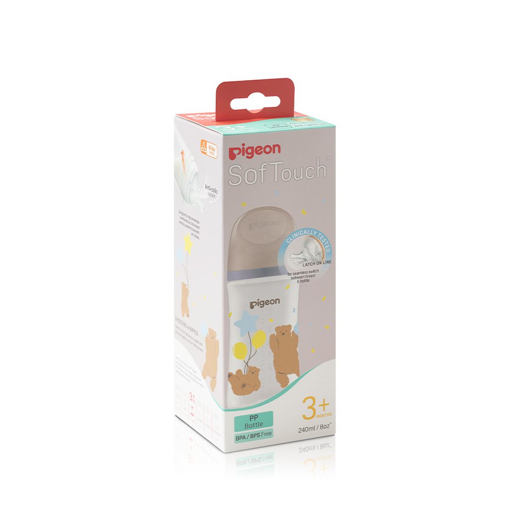 Pigeon SofTouch Wide Neck Feeder PP 240ML Bear