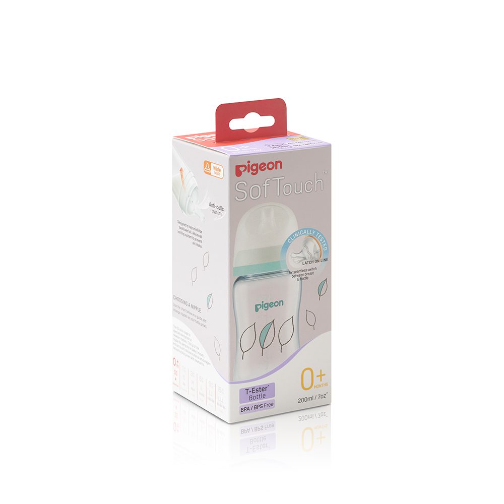 Pigeon Softouch Wide Neck Feeder T-Ester 200ml Leaf