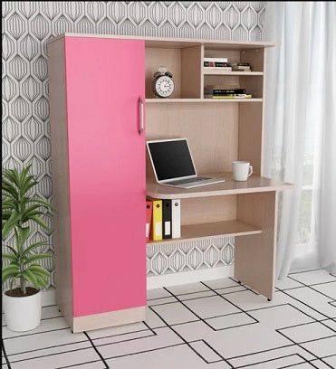 Wooden Study Table – Pink Cabinet
