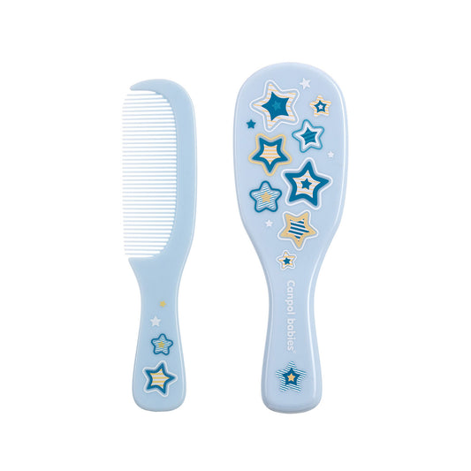 Canpol babies Baby Brush and Comb with Soft Natural Bristles Newborn Baby blue