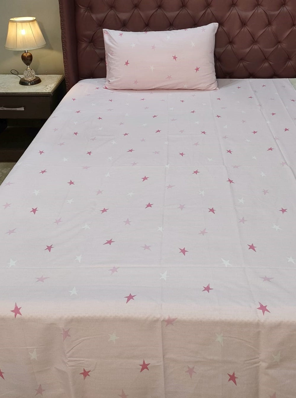 Multi star Pink kid cotton Bed Sheets