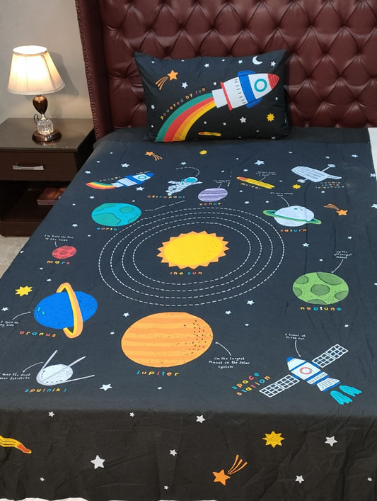 Galaxy kids cotton Bed Sheets