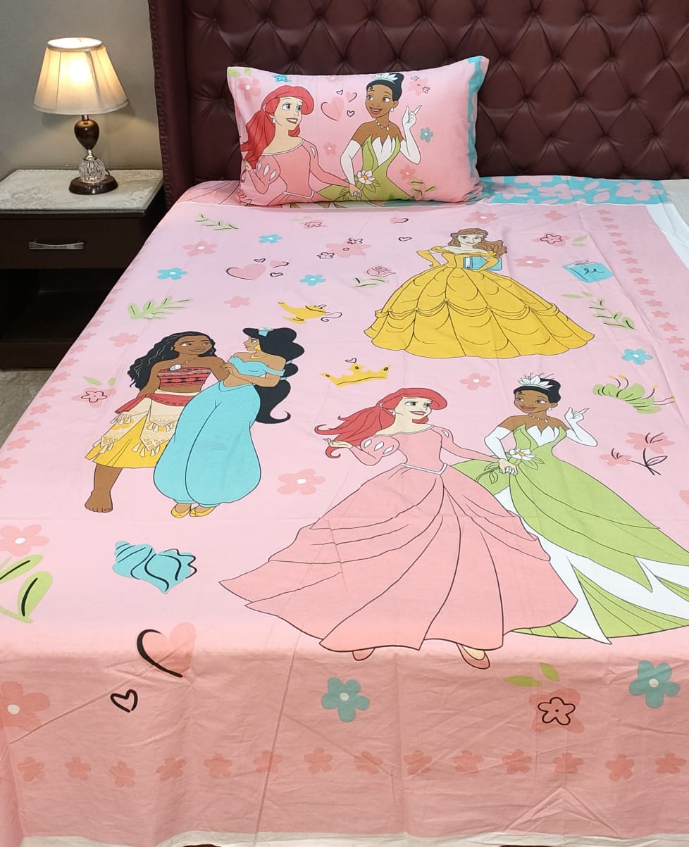 Disney Princess kids cotton Bed Sheet