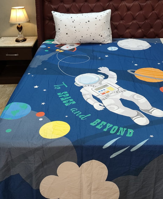 Space kids cotton Bed Sheet