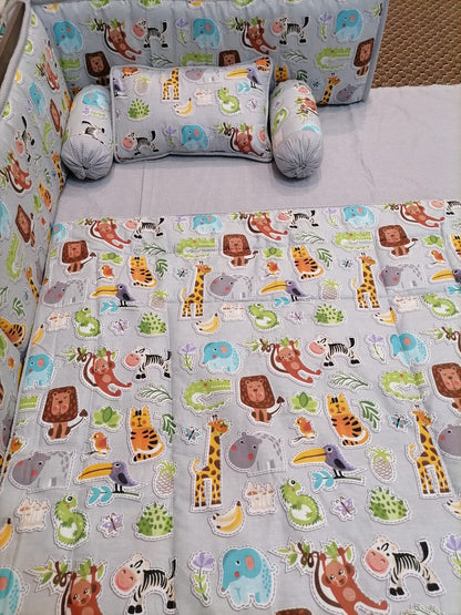 Green Ark Animal Jungle Theme Bedding Baby Cot Set