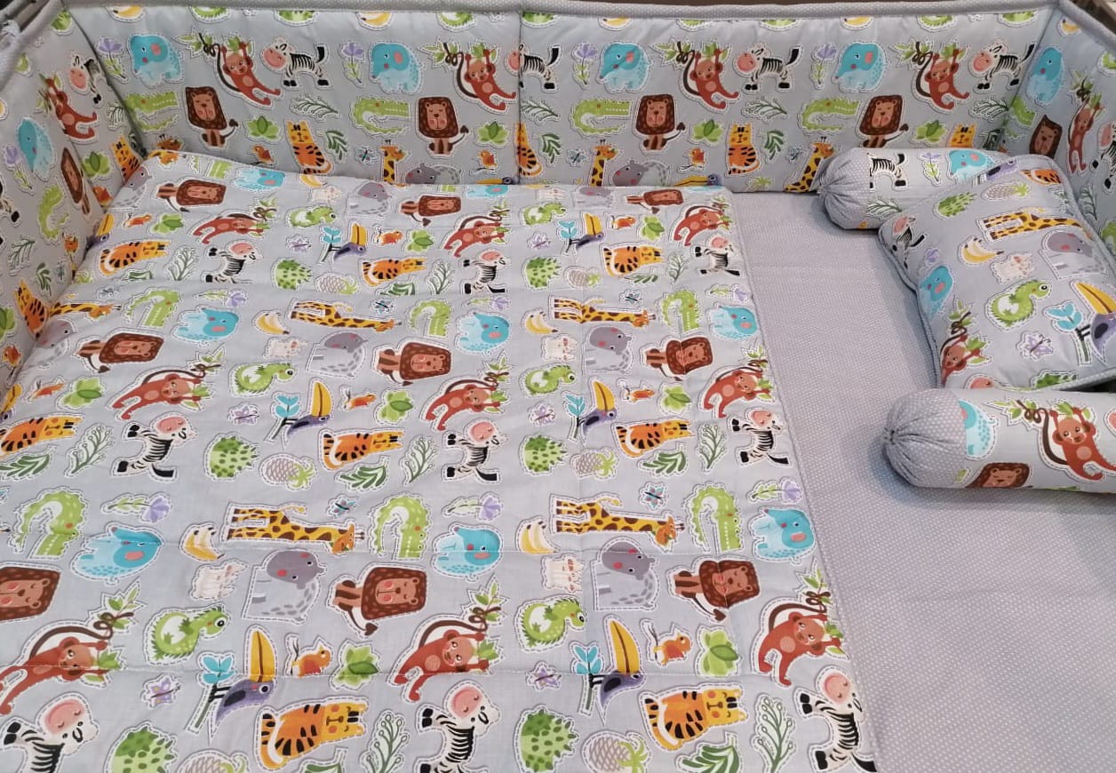 Green Ark Animal Jungle Theme Bedding Baby Cot Set