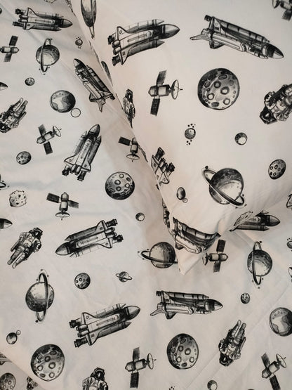 Space Rocket Kids Cotton Bedsheet