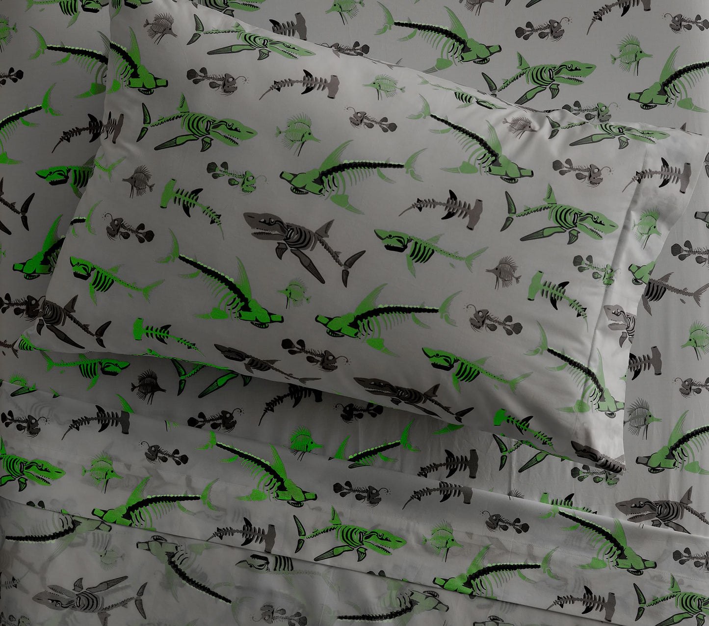 Shark Bones Glow in the dark Bed Sheets